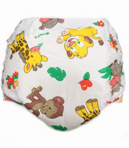 Vintage 2 Adult Diaper Sample Rearz Spoiled Safari Plastic Back Pampers Large R2