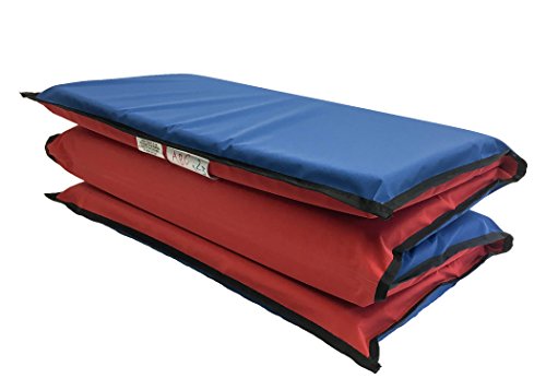 KinderMat, EnduroMat, Durable Kids Rest Mat, Reinforced Vinyl, 1 or 2 Inches Thick, 48 x 24 Inches, Black Binding, Red/Blue