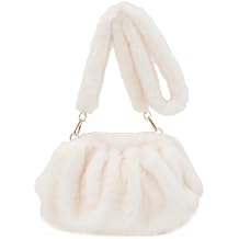 JQAliMOVV Faux Fur Clutch Dumpling Bag Winter Furry Purse for Women Fluffy Shoulder Bag Fuzzy Handbag with Plush Strap
