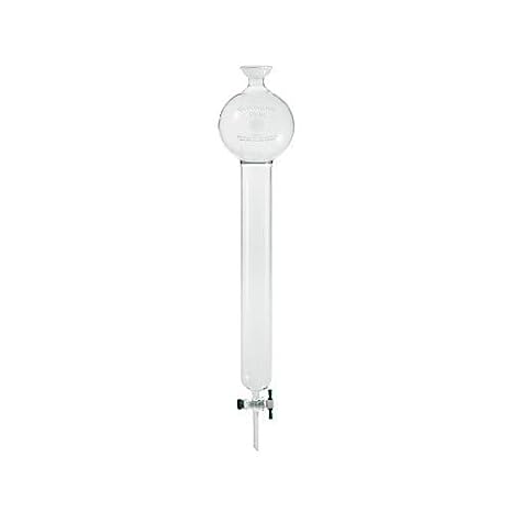 Chemglass CG-1202-24 Series CG-1202 Chromatography Column, 35/20 Spherical Socket Joint with 250 mL Reservoir, 2 mm PTFE Stpk, 1" ID, 12" Effective Length