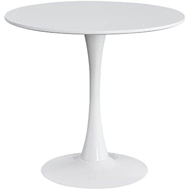 31.5 Modern Tulip Dining Room Table ， White Round Table，End Table ，Leisure Coffee Table，Kitchen Table Small Office Tablefor 1-4 PeopleTulip White Table 31.5