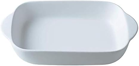 white Small Ceramics Rectangular Baking Dishes with Handle for Oven Ceramic Baking Pan Lasagna Casserole Pan Individual Bakeware 9x5 inch