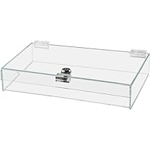 Acrylic Locking Display Case with Keys 12" x 8" x 2.75" Clear Countertop Rectangular Tray with Lid for Tradeshows Expos Flea Markets and Swap Meets by Marketing Holders