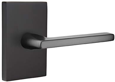 Emtek Dummy Set, Modern Rectangular Rosette, Helios Lever, Flat Black