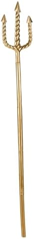 Golden Mermaid Trident 5 Piece King Triton Staff 55 Inch Long 8 Inch Wide Nautical Costume Accessory for Men Standard Gold