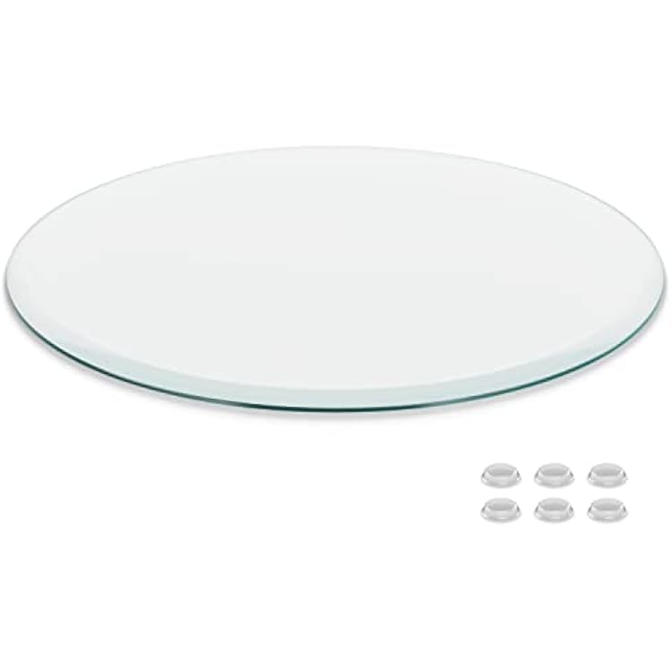 The Better Bevel 24 inch Round Glass Table Top - Clear Tempered Glass Surface Protector - Safe Beveled Edge - Coffee, Dining and End Table