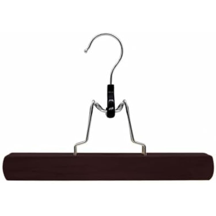 Richards Wooden Pants Hangers - Wood Skirt Hangers - 6 Pack - for Men Shorts and Pants and Women Dress Clothes - Non Slip Slim Closet Space Saving- Walnut