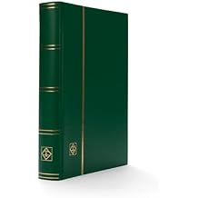 LIGHTHOUSE BASIC Hard Cover Stockbook for Stamps - 64 Black Cardstock A4 Pages with Clear Strips and Double Linen Hinges - Green