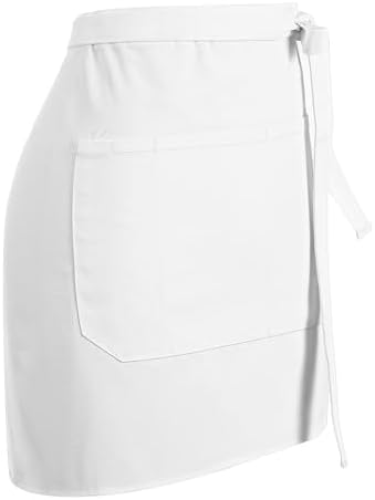 Garneck White Waist Apron with Front Pocket Tie Server Apron for Women for Waitress Chef Bartender Catering Restaurant Use