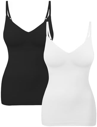EUYZOU Womens Tummy Control Shapewear Tank Tops Seamless V-Neck Compression Tank Tops Body Shaper Camisole