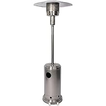 Patio Heater, Outdoor Propane Patio Heater with Iron Burner, Heat Focusing Reflector, Safety Auto Shut Off Valve, Wheels, Adjustable Heat, 36,000 BTU Outdoor Heater for Commercial & Residential Silver