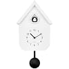 NEXTIME Modern Cuckoo Wall Clock with Night Sensor & Pendulum Twitter (White)