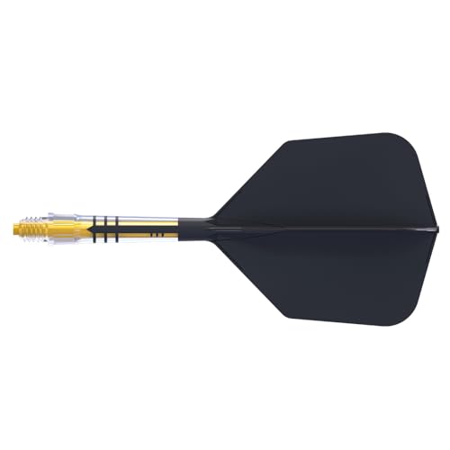 CUESOUL ROST T19 Carbon Integrated Dart Shaft and Flight Big Wing Shape-Black Flight with Yellow Shafts