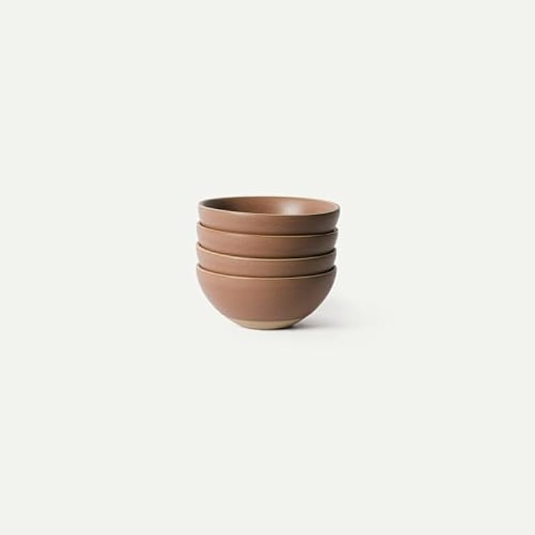 MORA Small Bowls Set of 4, 16oz Ceramic Pottery Dessert Bowls - Microwave, Oven and Dishwasher Safe - Terracotta