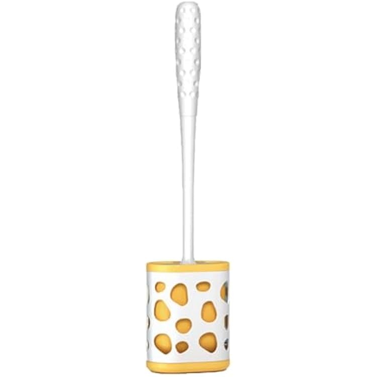 Toilet Brush and Holder, Flexible Silicone Toilet Bowl Brush for Bathroom Deep Cleaning, Toilet Cleaner Brush Set, Wall MountedFloor StandingYellow
