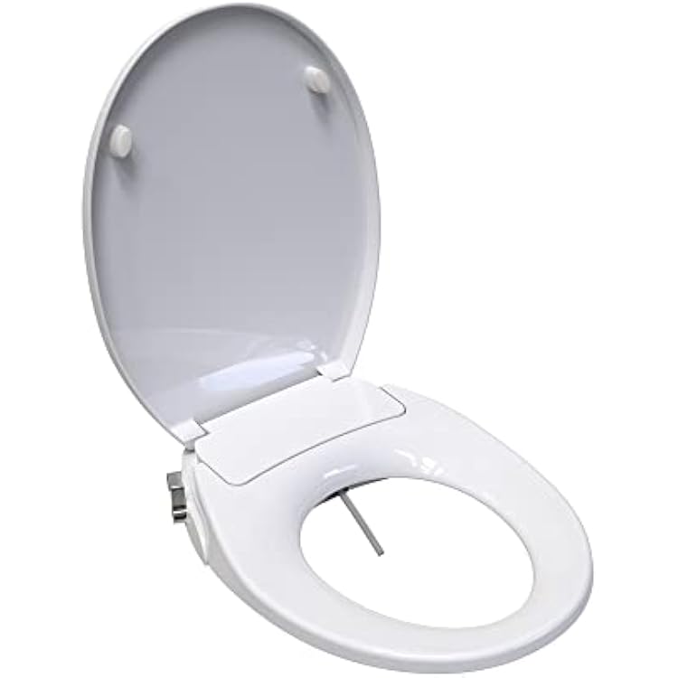 Toilet Seat, ROUND Bidet Toilet Seat with Self Cleaning Dual Nozzles Separated Rear & Feminine Cleaning Natural Water Spray, Soft Closed Round Toilet Seat, Easy DIY Installation