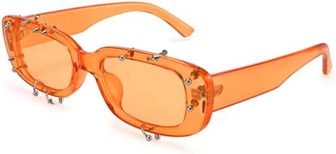 Dollger Rectangle Sunglasses for Women Fashion Y2k Studded Punk Cool Square Rivets Sun Glasses Men