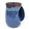 Selamica Porcelain 18oz Novelty Right-handed Handwarmer Mug, Coffee Mug, Tea Mug for family friends and couple - Blue