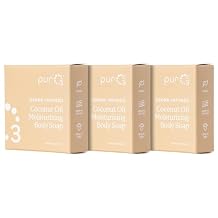 PurO3 Ozonated Coconut Oil Soap 3-Pack Handcrafted Organic Body Wash Natural Vegan Bars for Women & Men Gentle, Biodegradable, Non Toxic Cleanser for Shower & Bath, 3.5 oz Bar Set
