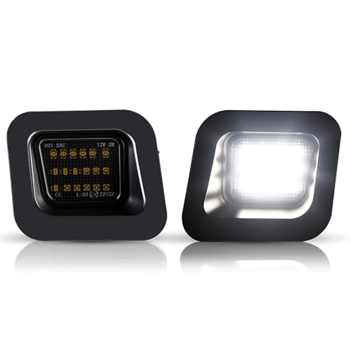 D-Lumina LED License Plate Lights Assembly Smoke Lens Compatible with 2003-2018 Dodge Ram 1500 2500 3500 Pickup Truck, 6000K Diamond White 2-Pieces