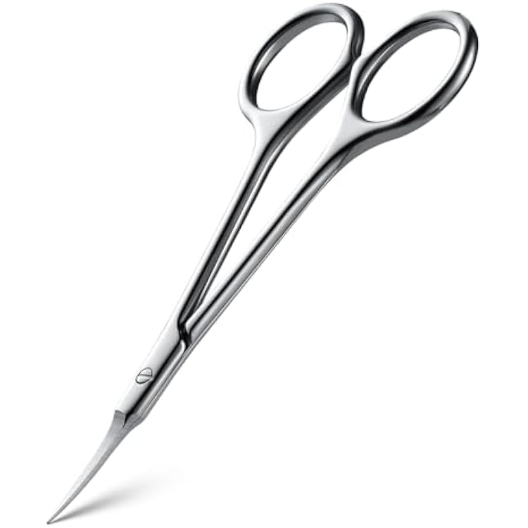 BEZOX Curved Cuticle Scissors Precision Little Manicure Scissor Extra Fine Tip for Women, Sharp, Sleek, and Designed Finger Nails Scissor for Flawless Nail Care - Silver