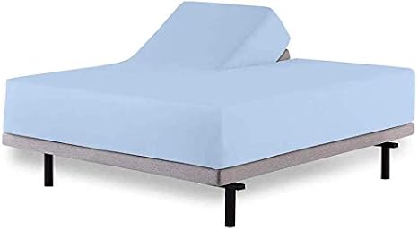 Split Head Flex Sheet Set-Split Top King Sheets Sets for Adjustable Bed Sheets - 4 PCs 100% Cotton Sheets-Sleep Number Flex Sheets- Upto 18" Deep- 39" Split from Top (King-39 Split), Light Blue