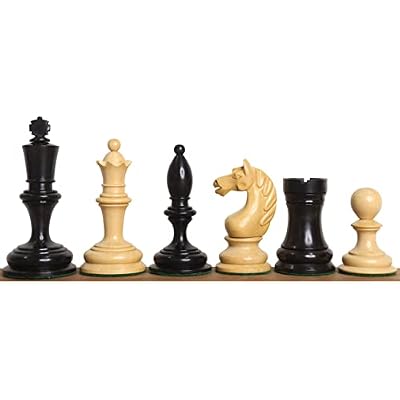 Royal Chess Mall - 1933 Botvinnik Flohr-I Soviet Chess Pieces Only Set -Ebonised Boxwood- 3.6 King
