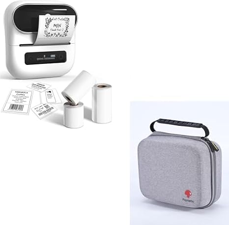 Phomemo M220 Label Maker & 1 Case, 3.14 Inch Bluetooth Thermal Label Printer for Barcode, Address, Labeling, Mailing, File Folder Label, Easy to Use, Support Smartphone, Tablet&PC