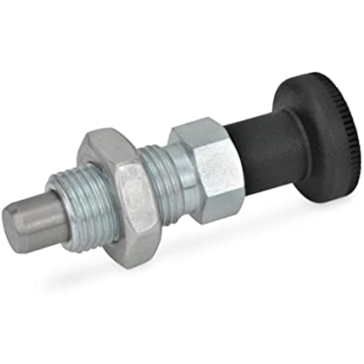 Ganter Normelemente GN 717-8-M12X1 5-BK-ST - Latching Bolt, Silver, Pack of 2