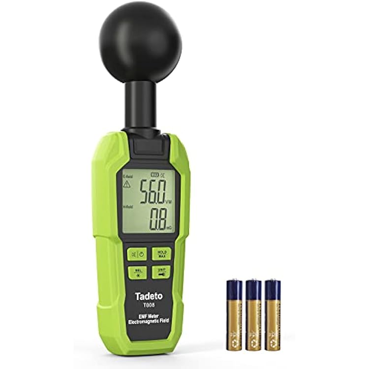 EMF Meter Tadeto EMF Detector with 3 Chips for 360 Measurement LCD Backlit Large Screen Radiation Detector with Flashlight for Home, Office, Electric & Magnetic Field Detection & Ghost Hunting