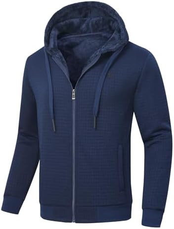 Pdbokew Coat for Men Heavyweight Fleece Jacket - Full Zip Up Fleece Jacket