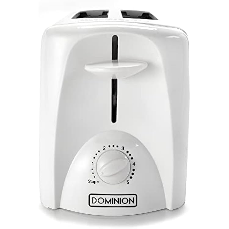 Dominion 2-Slice Toaster with Shade Control, Slide-Out Crumb Tray, Auto-Shutoff, Toast Lift, White