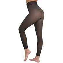 One-Seam Warm Fleece Lined Tights Women Fake Translucent Pantyhose High Waist Thermal Leggings Sheer Winter Tights