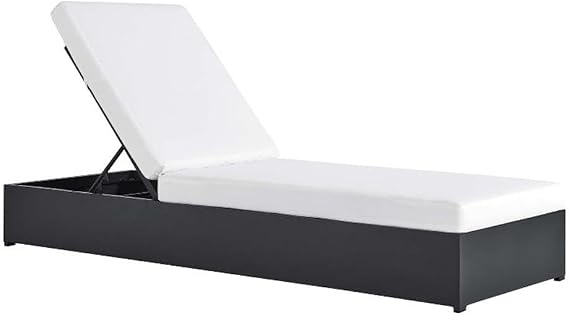 Modway Tahoe Aluminum Outdoor Chaise Lounge in Gray White with Weather-Resistant Cushions, Perfect Patio Sunbed or Recliner Chair for Pool Furniture
