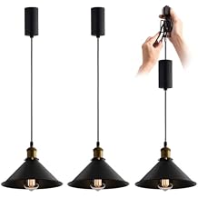 mirrea H-Type Matte Black Track Lighting Pendant with E26 Socket, Black Mini Cone Shade, Adjustable Hanging Fixture for Kitchen, Dining, Bar Lighting, Pack of 3