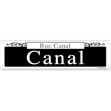 Rue Canal New Orleans Theme Street Sign 16" x 4" Tin Wall Decor French Quarter Mardi Gras Big Easy Luisiana Cajun Style Garage Home Bar Decoration (CanalStreet)