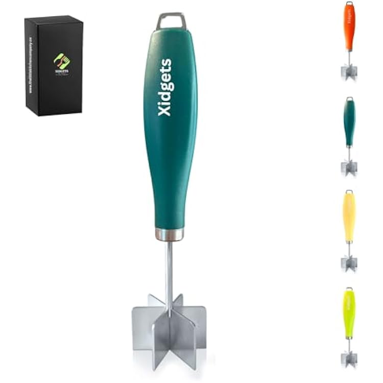 Heavy Duty, Small Stainless Steel modern meat chopper, pastry and crumble topping blender, fruit mascerator | Retro Modern | must have kitchen utensil, lightweight and versatile. Hunter Green