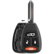 KeylessOption Key Fob Cover Case Replacement for 2005 2006 2007 2008 2009 Chrysler 300 Aspen Dodge Charger Durango Jeep Commander Cherokee Remote Shell, 4-Button KOBDT04A, No Programming Necessary