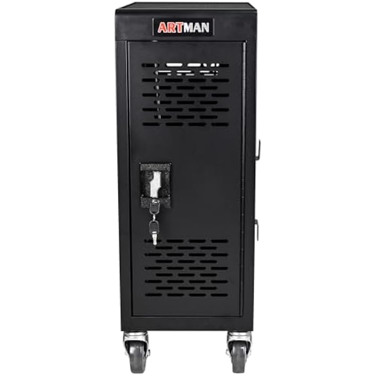 16 Device Mobile Charging Station for LaptopsTabletsiPadsChromebooks,16 Bay Lockable Charging Cabinet with Cable Management & Power Strip Included, Laptop & Tablet Storage Carts,Easy Assembly