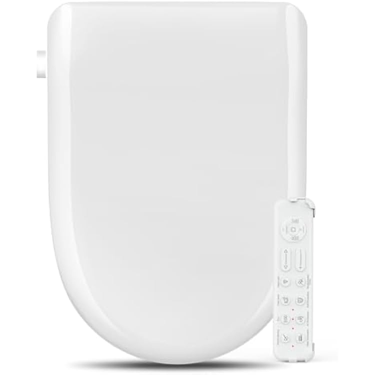Bidet Toilet Seat- Bidet Attachment for Toilet with Warm Water & Dryer, Feminine & Child Wash, Self-Clean Stainless Steel Nozzle, Adjustable Water Pressure, Slow Close Lid