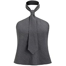 SHENHE Women's Pinstripe Halter Crop Top Backless Neck Tie Dressy Going Out Vest Shirt