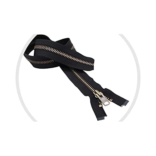 YKK #10 Extra Heavy Duty Antique Brass Black Parka Separating Jacket Zipper - Choose Your Length - Color: Black - Made in The United States 1 Zipper Per Pack 24 Inches