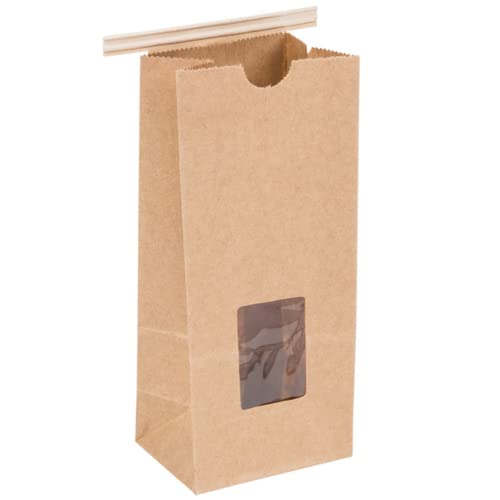 Kraft 1 Lb. Tin Tie Bakery Bag wSquare Window - 50 Pack by Premium Tin Ties