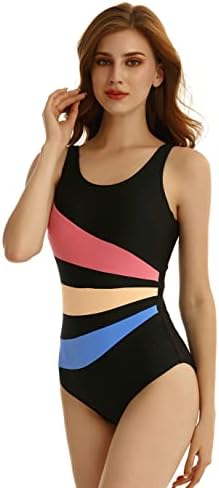 Wonwens Scoopback One Piece Swimsuit with Foam Cups and Tummy Control Plus Size Bathing Suits Vintage Push Up Monokinis