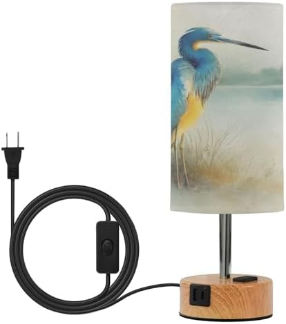 Watercolor Tropical Heron Dimmable Bedside Touch Lamps with Charging Ports for Living Room Bedroom Nightstand Office Desk, Light Bulb Included