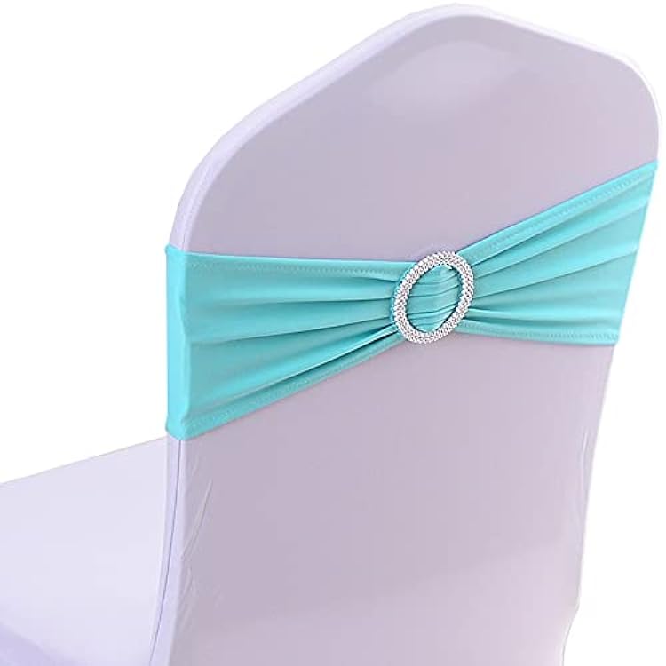 10Pack Chair Sashes Elastic Spandex Chair Cover Bands with Sparkly Circle Buckle,Stretchy Chair Ribbons for WeddingPartyAnniversaryBanquetBirthdayHotel Chair Covers Decorations Tiff
