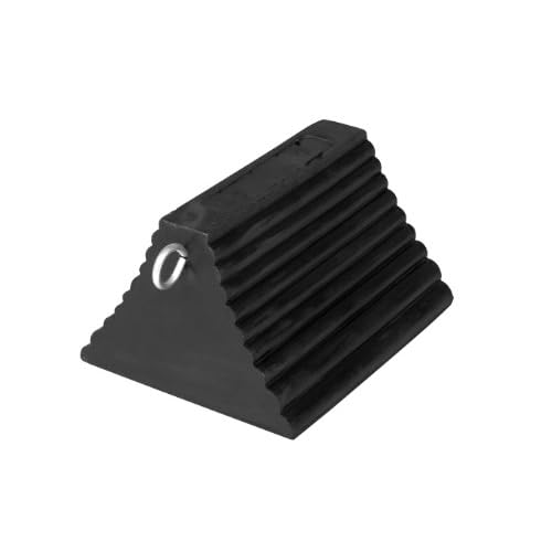 68-9 E Rubber Wheel Chock with Eye Hook, 9 Length x 8 Width x 6 Height