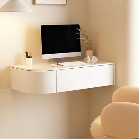 Wall Mounted Makeup Vanity - Floating Corner Dressing Table, Space-Saving Makeup Desk for Bedroom, Compact and Stylish Design