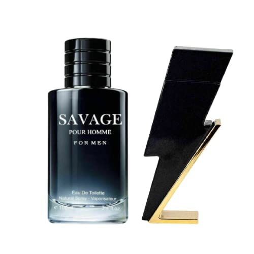 Savage Pour Homme & Cool Boy Cologne Impression of Badboy and savage Combo Set, Eau De Toilette for All Skin Types, 3.4 Fl Oz Each Pack of 2 Clashoky