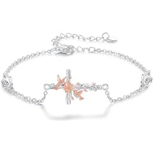 Hummingbird Bracelet 925 Sterling Silver Cross/Heart Bird Adjustable Bracelet for Women Hummingbird Jewelry Gift Birthday